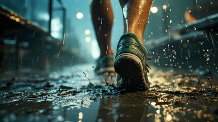 Muddy sneakers showcase the grit inherent in sports, embodying the resilience concept that's fundamental to athletic pursuits and triumphs. Generative AI - obrazy, fototapety, plakaty