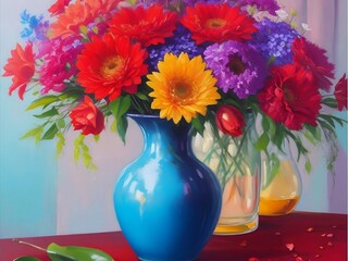pintura jarron con flores