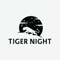 Obraz premium Tiger Logo. Tiger Night vector logo design illustration template