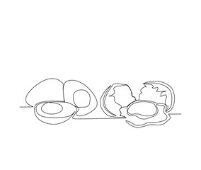 Continuous one line drawing of Chicken Egg on The Box. Eggs outline art drawing vector illustration.