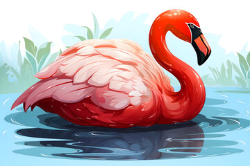 pink flamingo in water