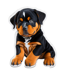 Sticker Cute Puppy Rottweiler, Generative AI