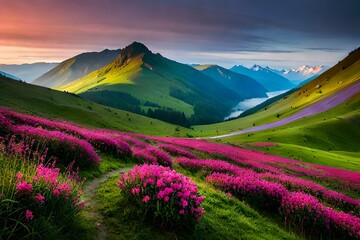Obraz premium sunset in the mountains