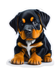 Sticker Cute Puppy Rottweiler, Generative AI