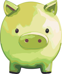Fototapeta premium Adorable Cute Piggy Bank with Watercolor Style Illustration on White Background Transparent background