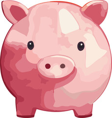Obraz na płótnie Canvas Adorable Cute Piggy Bank with Watercolor Style Illustration on White Background Transparent background