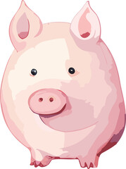 Adorable Cute Piggy Bank with Watercolor Style Illustration on White Background Transparent background