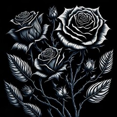 "Obsidian Noir: Captivating Black Rose Artwork for Adobe Stock - Unveiling the Enigmatic Beauty of Dark Florals!"