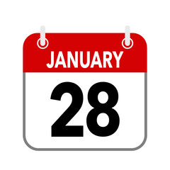 28 January, calendar date icon on white background.