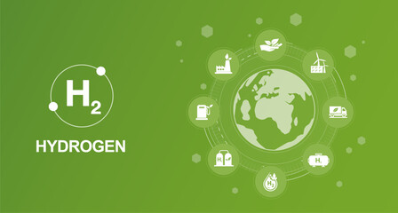 clean hydrogen energy icon concept Along with development that is environmentally friendly and a sustainable alternative way of life. vector background with flat icon vector illustration