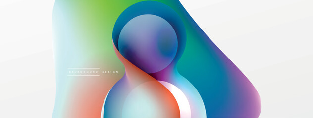 Fluid abstract background. Liquid color gradients composition. Round shapes and circle flowing design for wallpaper, banner, background or landing