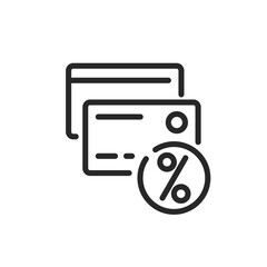 Credit Card Discount Icon. Vector Linear Editable Sign of Bank Card Offers, Cashback, Online Payment Benefits and Savings