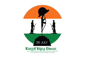 Vector illustration of  Kargil Vijay Diwas with tricolor indian flag