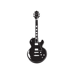 Black and white electric guitar on white background, 6 string, Single cut, Vector. - obrazy, fototapety, plakaty