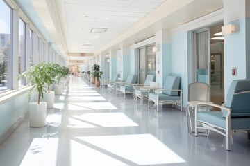 Hospital Hallway Natural Light, Generative AI