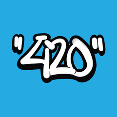 Number 420 style in graffiti design art vector