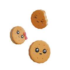 3D illustration Cookies, smiley face made of cookies, 3D icon Cookies
