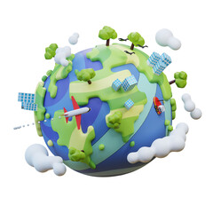 3D green planet earth globe, commemorating Earth Day, greening, pollution-free