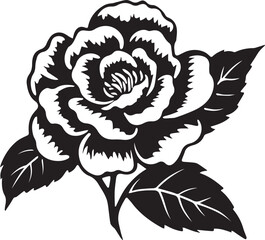 Camellia Black And White, Vector Template Set for Cutting and Printing