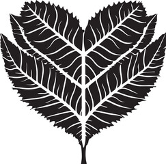 Heart-shaped leaf Black And White, Vector Template Set for Cutting and Printing