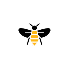 Geometric Bee Logo Illustration. Black and yellow isolated on white