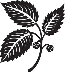 Strawberry Leaf Black And White, Vector Template Set for Cutting and Printing