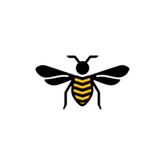 Geometric Bee Logo Illustration. Black and yellow isolated on white