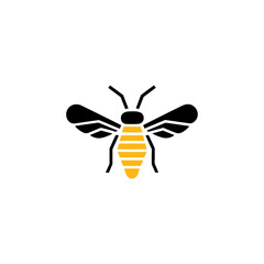 Geometric Bee Logo Illustration. Black and yellow isolated on white