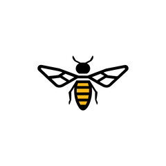 Geometric Bee Logo Illustration. Black and yellow isolated on white