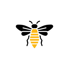 Geometric Bee Logo Illustration. Black and yellow isolated on white