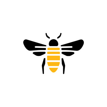 Geometric Bee Logo Illustration. Black and yellow isolated on white