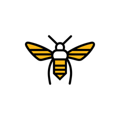 Geometric Bee Logo Illustration. Black and yellow isolated on white