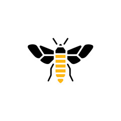 Geometric Bee Logo Illustration. Black and yellow isolated on white