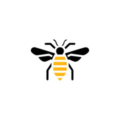 Geometric Bee Logo Illustration. Black and yellow isolated on white