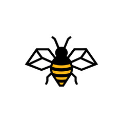 Geometric Bee Logo Illustration. Black and yellow isolated on white