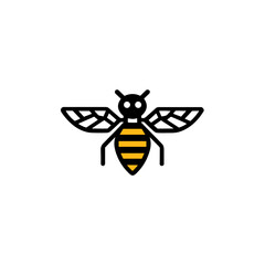 Geometric Bee Logo Illustration. Black and yellow isolated on white