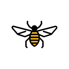 Geometric Bee Logo Illustration. Black and yellow isolated on white
