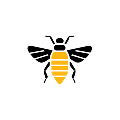Geometric Bee Logo Illustration. Black and yellow isolated on white