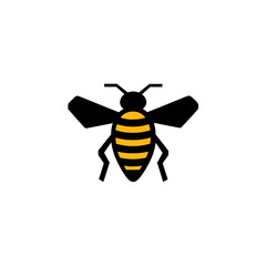Geometric Bee Logo Illustration. Black and yellow isolated on white