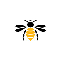 Geometric Bee Logo Illustration. Black and yellow isolated on white