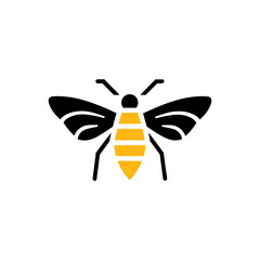 Geometric Bee Logo Illustration. Black and yellow isolated on white