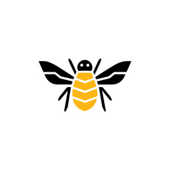 Geometric Bee Logo Illustration. Black and yellow isolated on white