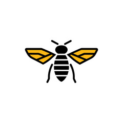 Geometric Bee Logo Illustration. Black and yellow isolated on white