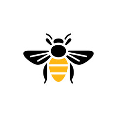 Geometric Bee Logo Illustration. Black and yellow isolated on white