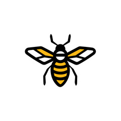 Geometric Bee Logo Illustration. Black and yellow isolated on white