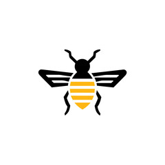 Geometric Bee Logo Illustration. Black and yellow isolated on white