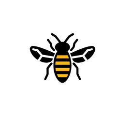 Geometric Bee Logo Illustration. Black and yellow isolated on white