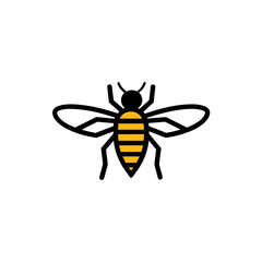 Geometric Bee Logo Illustration. Black and yellow isolated on white