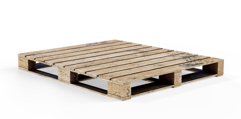 3d render of wooden pallets over a white background
