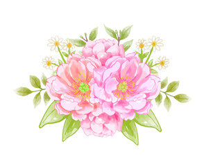 Watercolor floral wreath bouquet